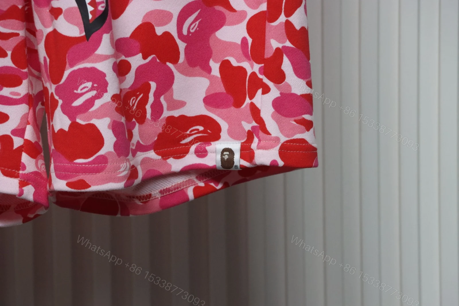 View 5 of Bape Camo Shark Shorts Pink