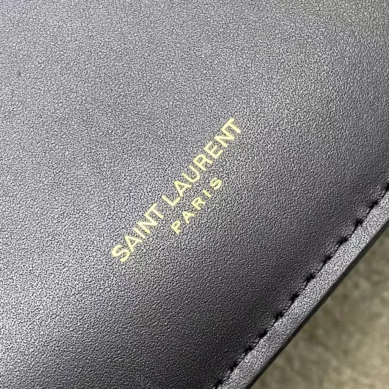 View 3 of Gold-Accent Minimal Leather Bag: Structured Saint Laurent Style