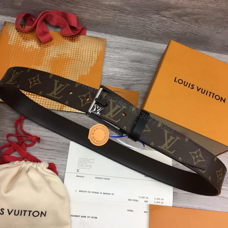 Bold LV Monogram Belt: Italian Leather, Luxury Style, Durable Buckle — view 1