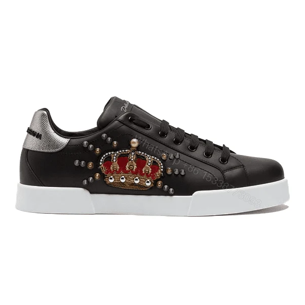 DOLCE & GABBANA CALFSKIN PORTOFINO SNEAKERS WITH PATCH – DG1 — view 1