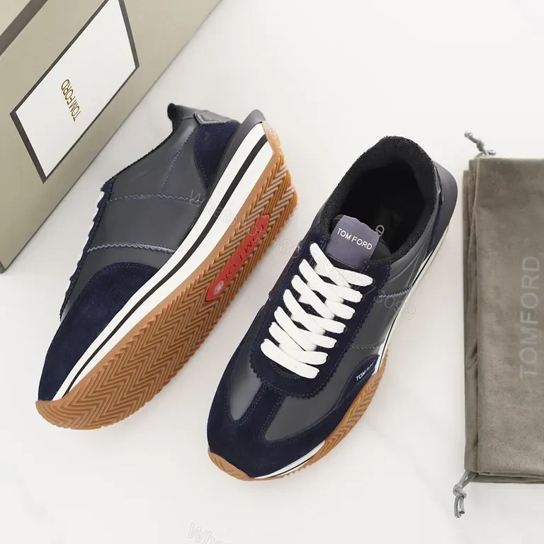 View 5 of Navy Suede & Leather Sneaker â€” Tom Ford Luxury Comfort