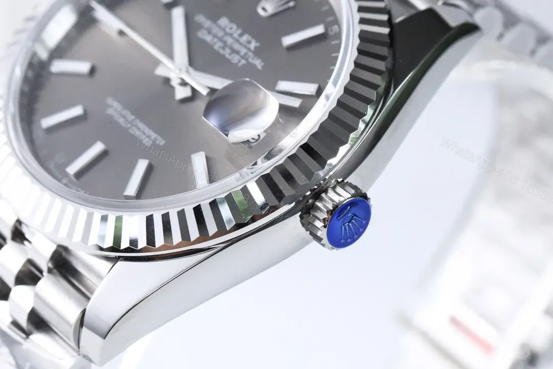 View 7 of Rolex Datejust 41 Stainless Steel Fluted Jubilee Dark Rhodium Grey Dial 126334-0014