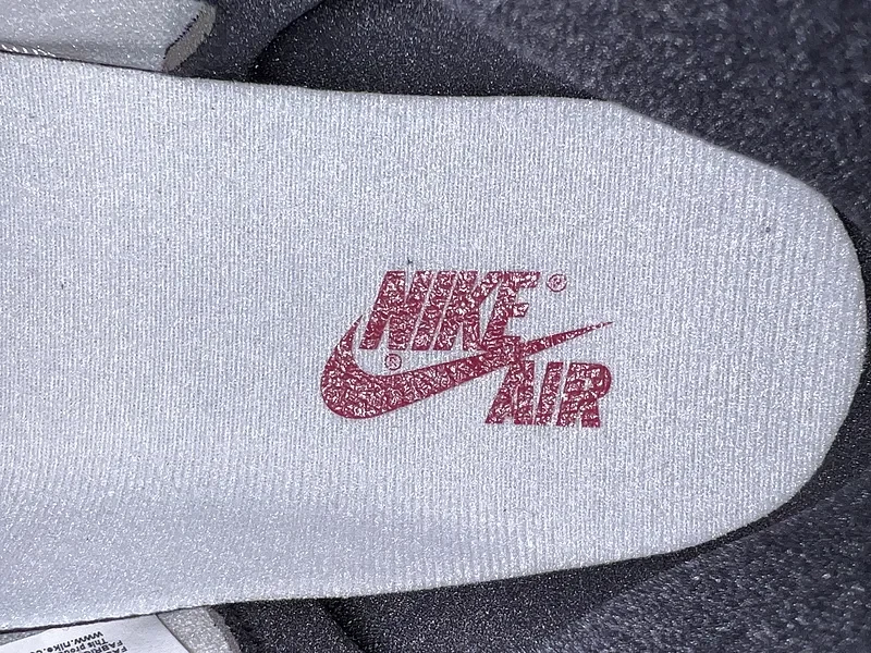 View 9 of Burgundy-White-Black Leather High-Top Sneakers with Swoosh