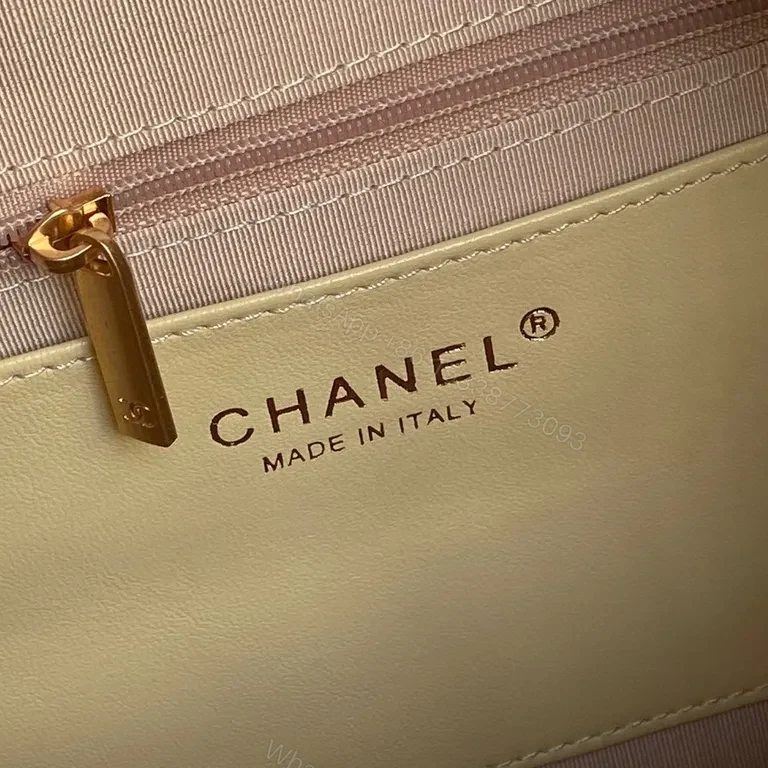 View 6 of Chic Quilted Weekender Bag in Soft Yellow with Gold Chain Handles