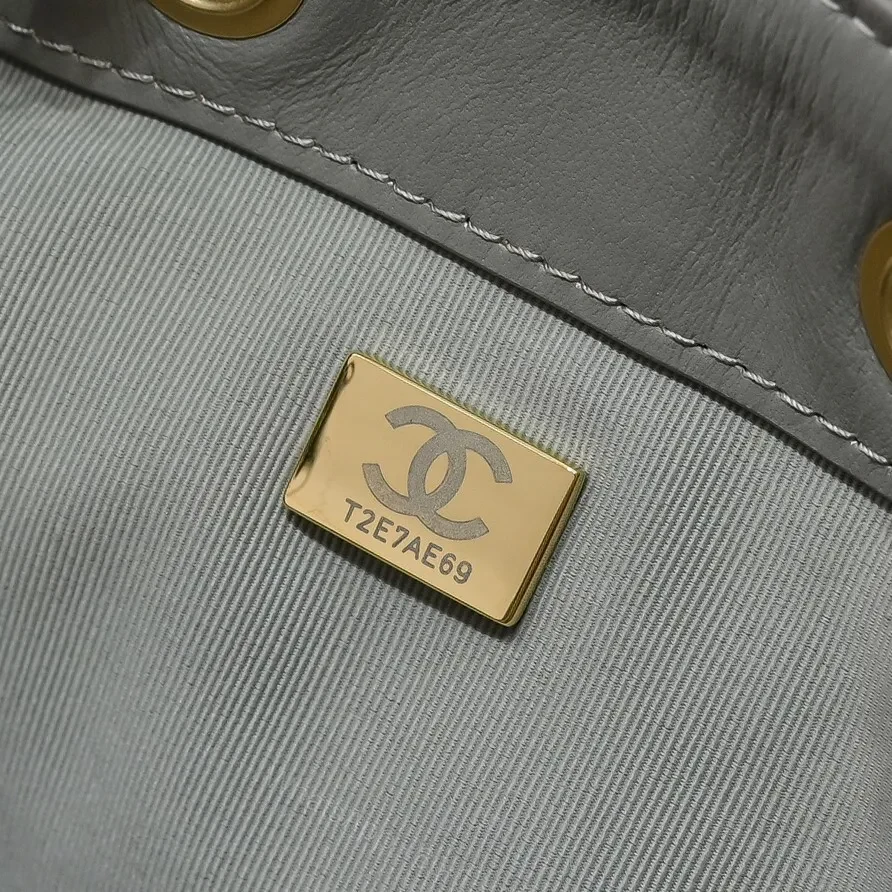 View 4 of Gray Quilted Bucket Bag with Gold Chain – Modern Texture, Everyday Versatility