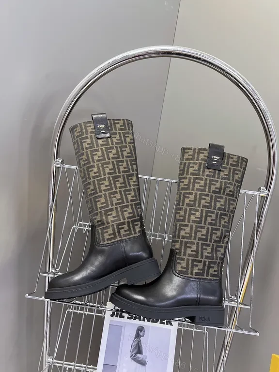 View 4 of Bold Monogram Knee-High Boots - Leather & Fabric Accent
