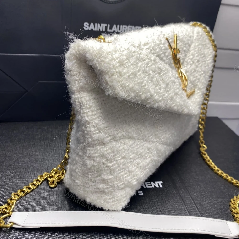 View 3 of Saint Laurent Small Loulou Boucle Bag White 23Cm