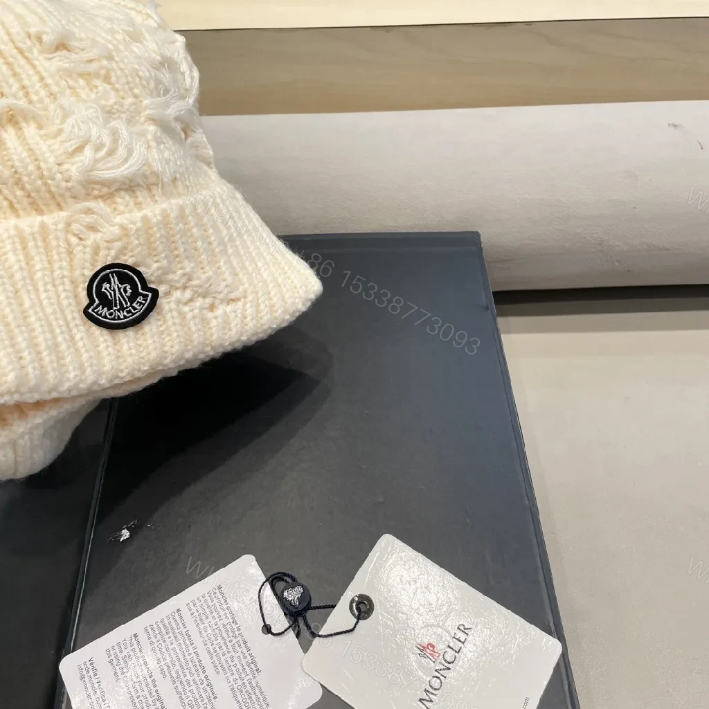View 3 of Cream Knit Beanie, Cream, Cable-Knit, Signature Emblem, Beanie