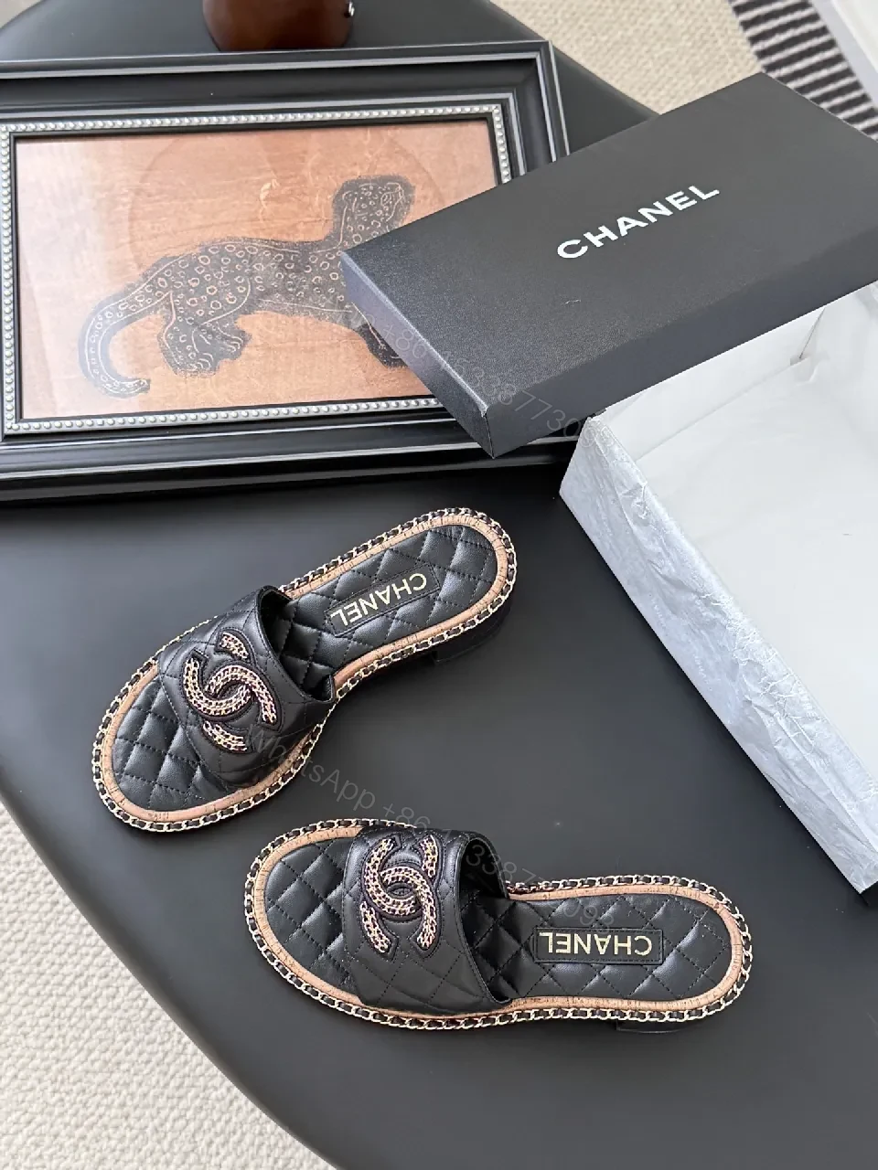 View 9 of Quilted Leather Slide with Signature Detailing