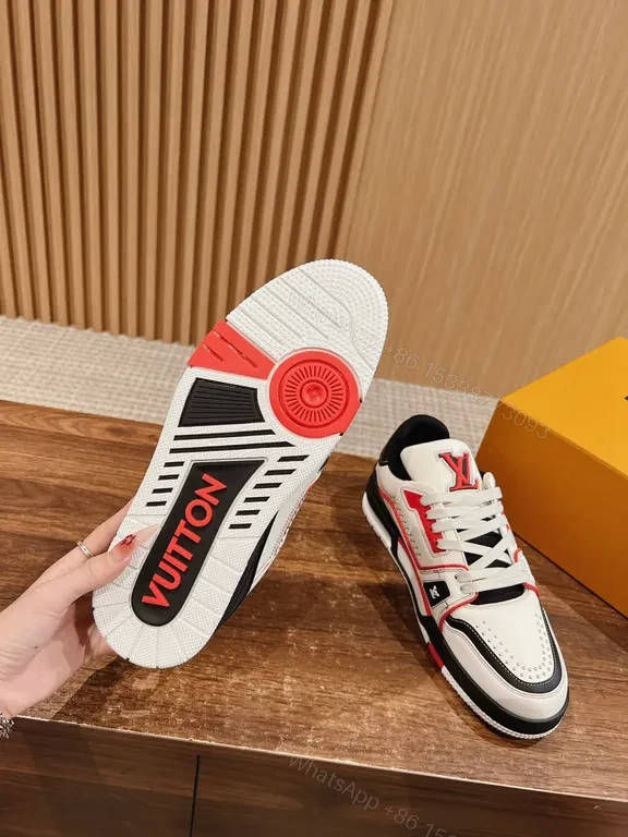 View 6 of Bold LV-Style Luxury Leather Sneakers with Signature Accent