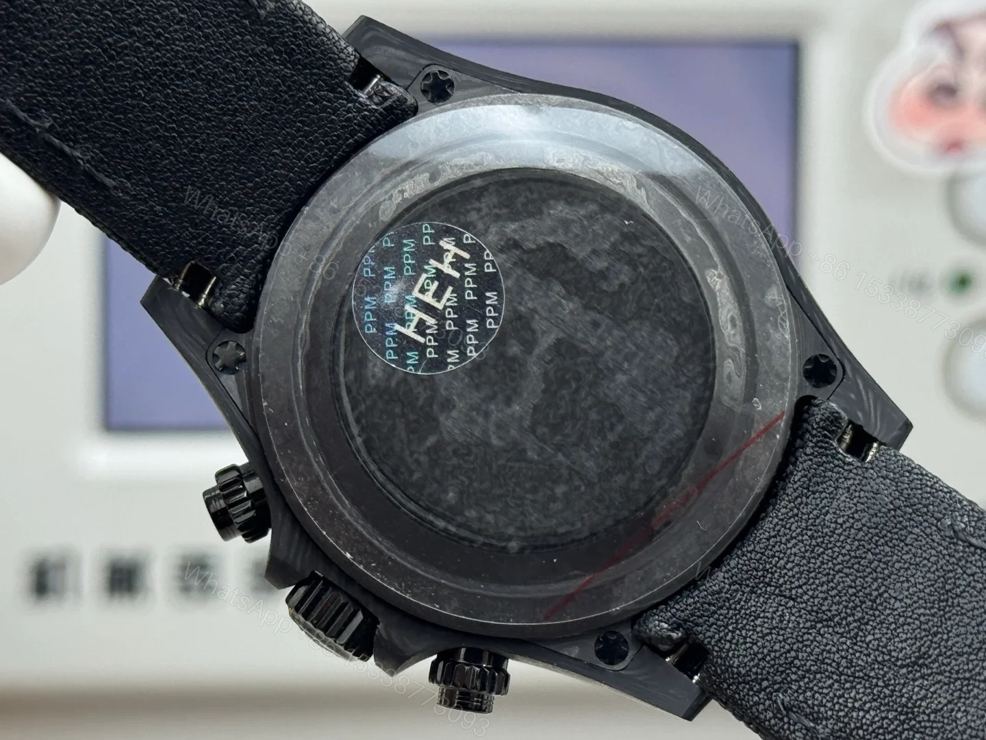 View 8 of Rolex Daytona Carbon Fiber Panda Replica 40MM Premium Black Fabric Strap R74-PANDA-BLACK