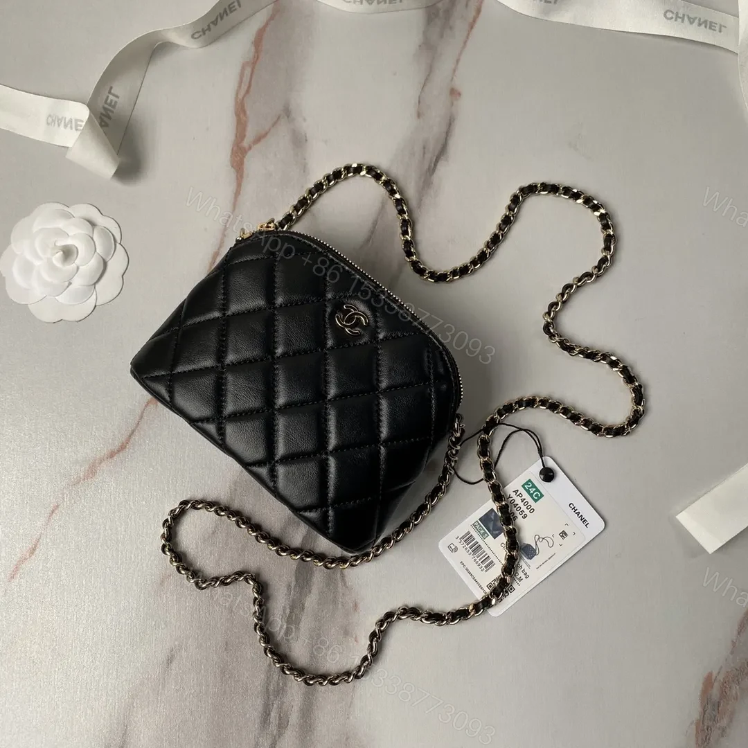 CHANEL Black Leather Makeup Bags — view 1