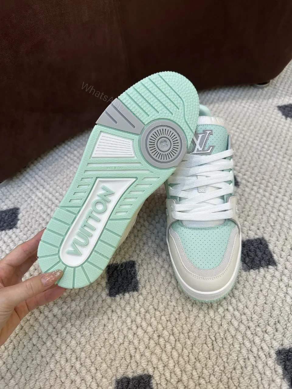 View 6 of Mint-Tone Leather & Suede High-Tops: Modern Luxury Comfort