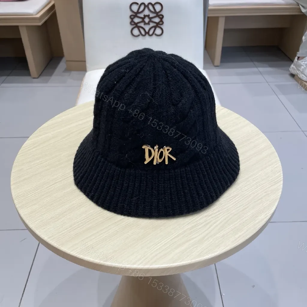 Black Knit Bucket Hat Gold Lettering - Luxe Style Cap — view 1