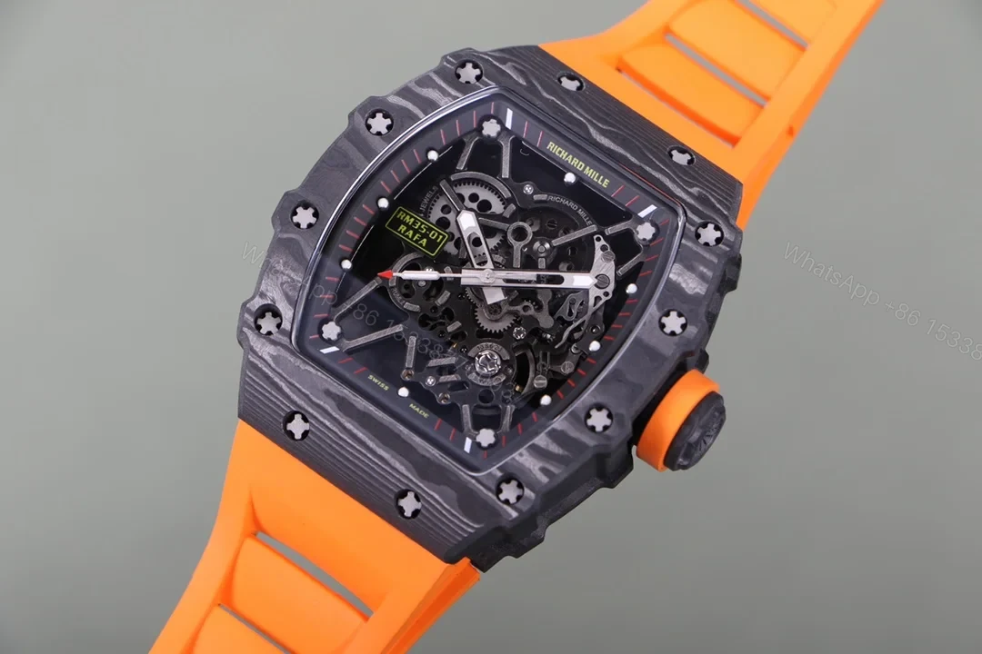 View 3 of Richard Mille RM35-01 NTPT Carbon Fiber RMUL3 Orange Strap Watch RM35-01-NTPT-ORANGE