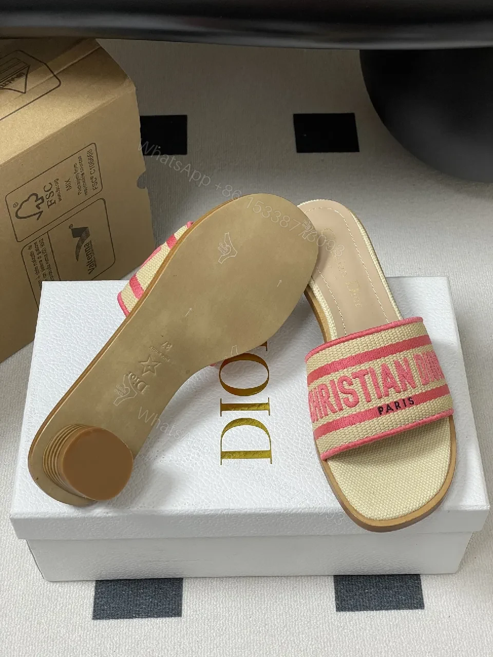 View 4 of Raffia Mules: Logo Stripe, Open-Toe, Wooden Heel, Summer chic