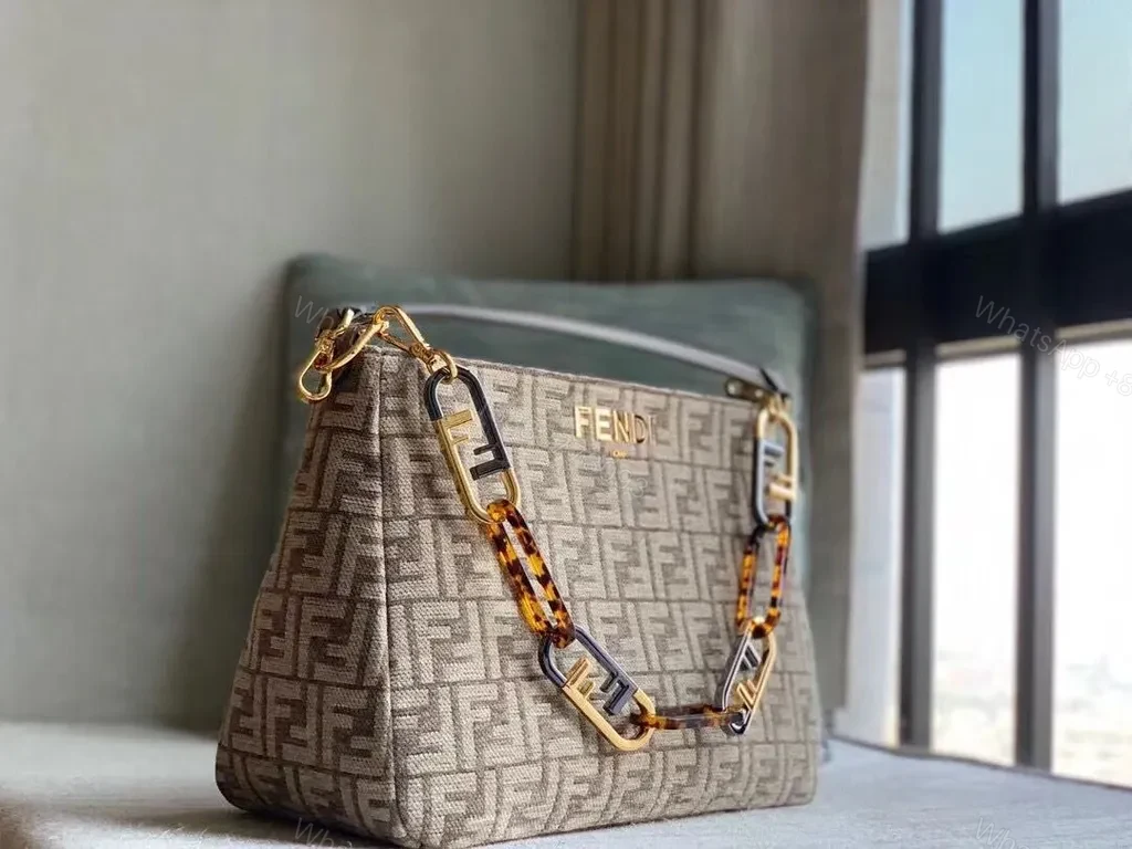 View 7 of Patterned Satchel with Signature Fendi Hardware - All-Day Luxury Bag