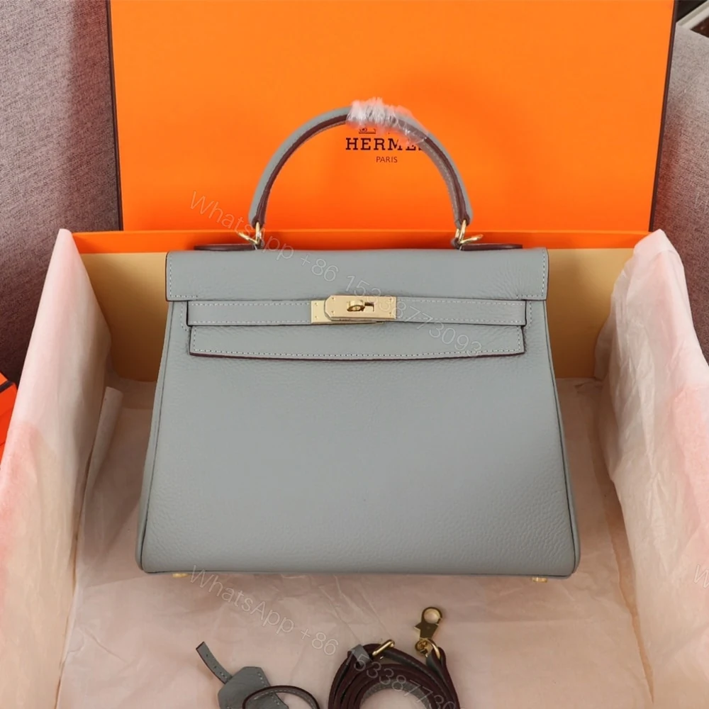 View 2 of Hermes Kelly 25 Togo Handbag Gris Mouette 25Cm