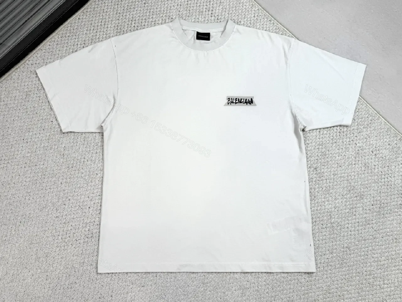 White Cotton Tee with Minimalist Luxury Patch — view 1