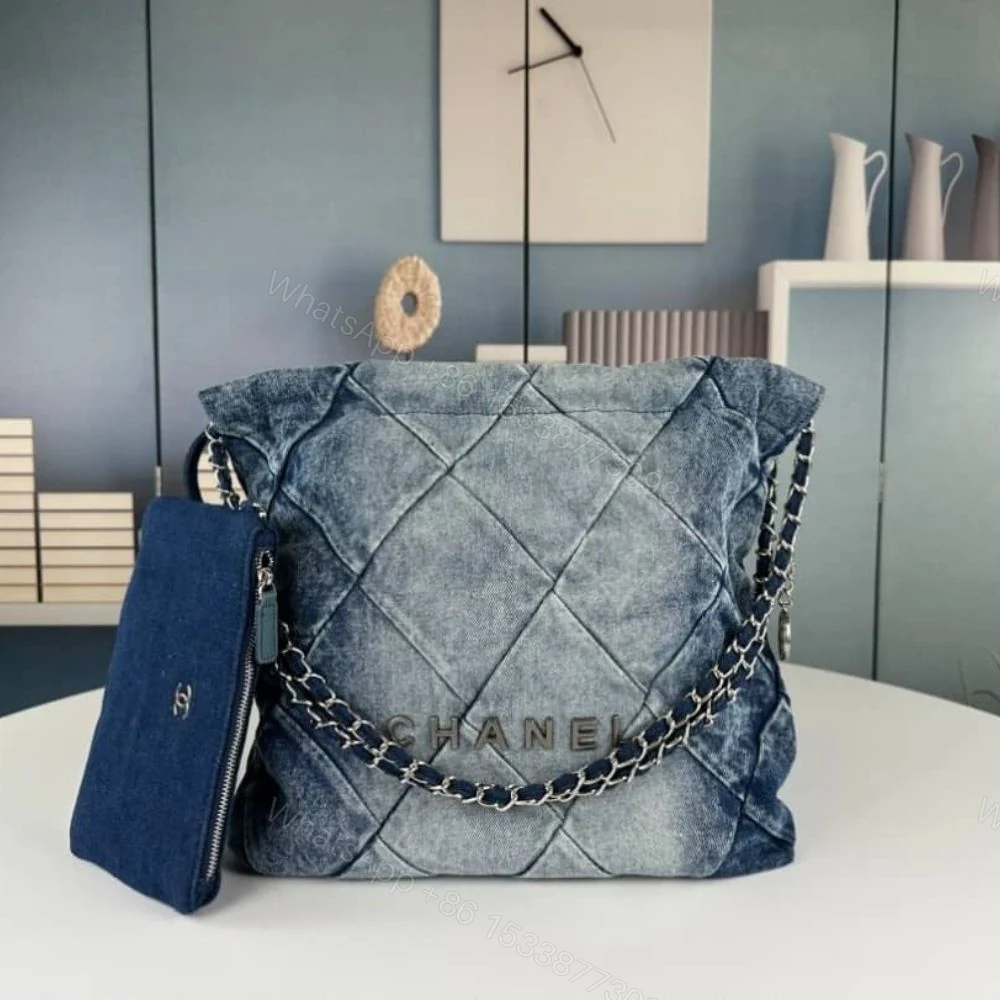 View 2 of Chanel 22 Handbag Washed Denim 36Cm AS3261 B10439 NM981