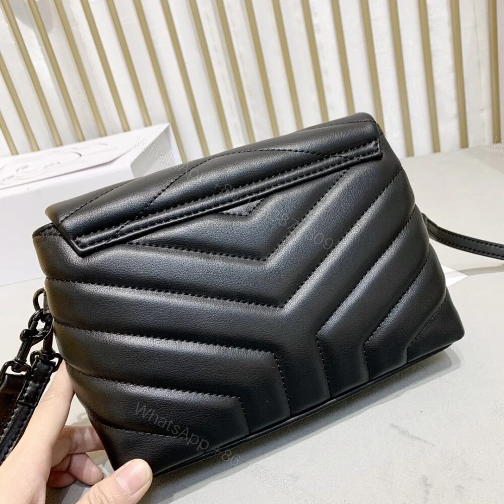 View 6 of Saint Laurent Loulou Toy Strap Bag In Quilted Y Black With Black Hardware 20Cm