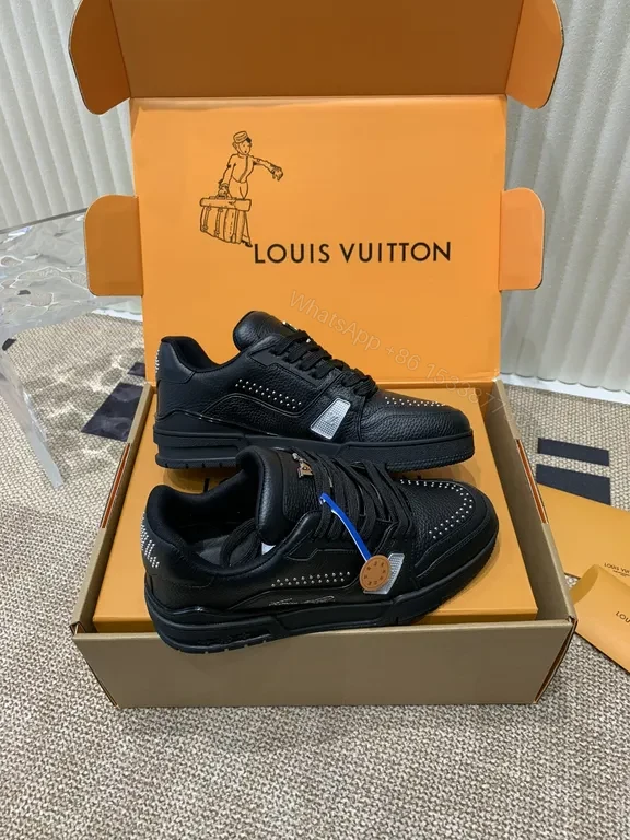View 4 of Bold Leather LV-Style High-Top Sneaker, Luxury Comfort