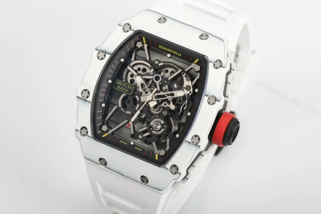 View 2 of Richard Mille RM35-01 NTPT Carbon Fiber RMUL3 White Gemstone Balance Watch RM35-01-CARBON-WHITE