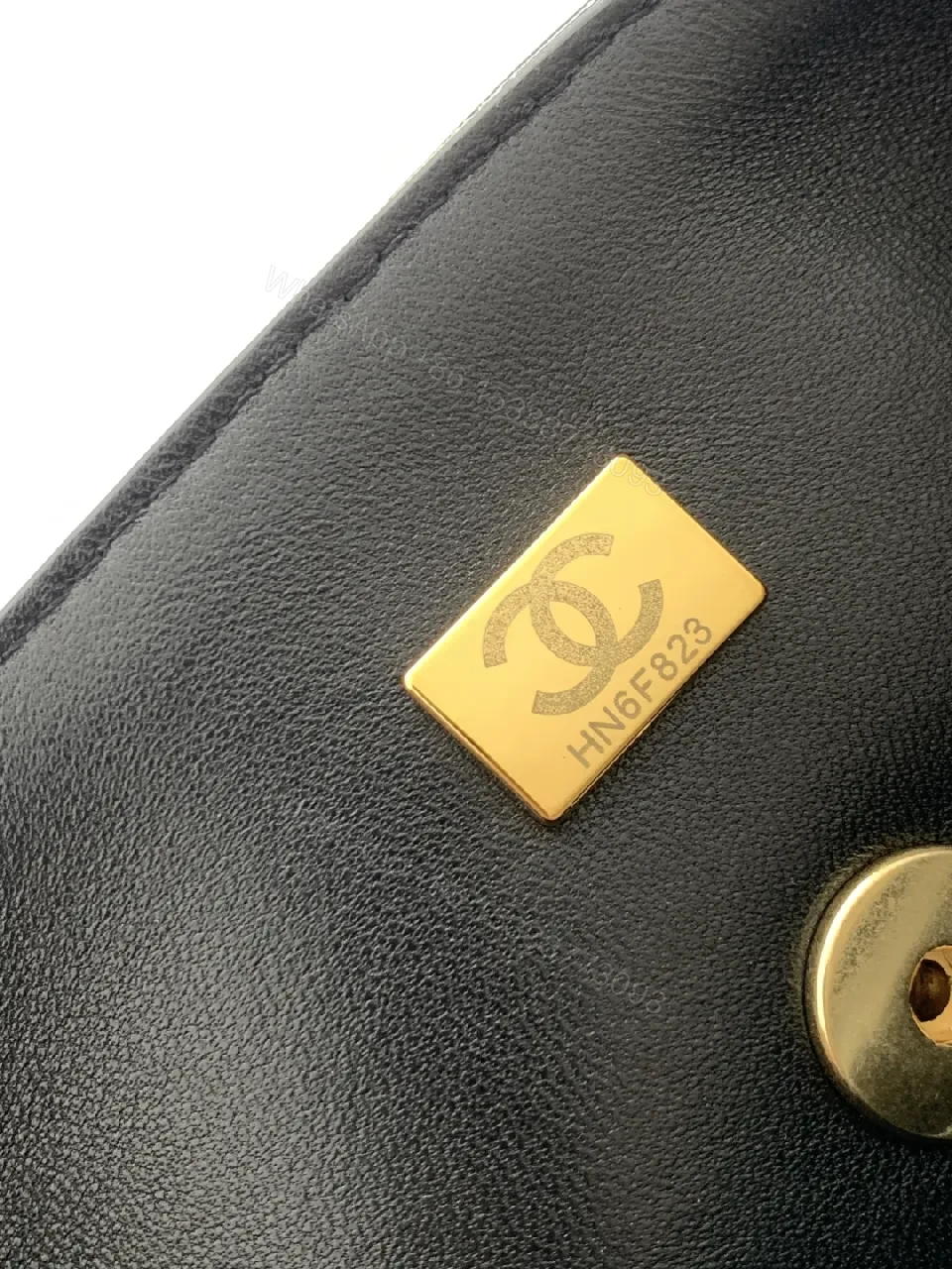 View 8 of Quilted Black Bag with Gold Hardware, Compact Shoulder Style