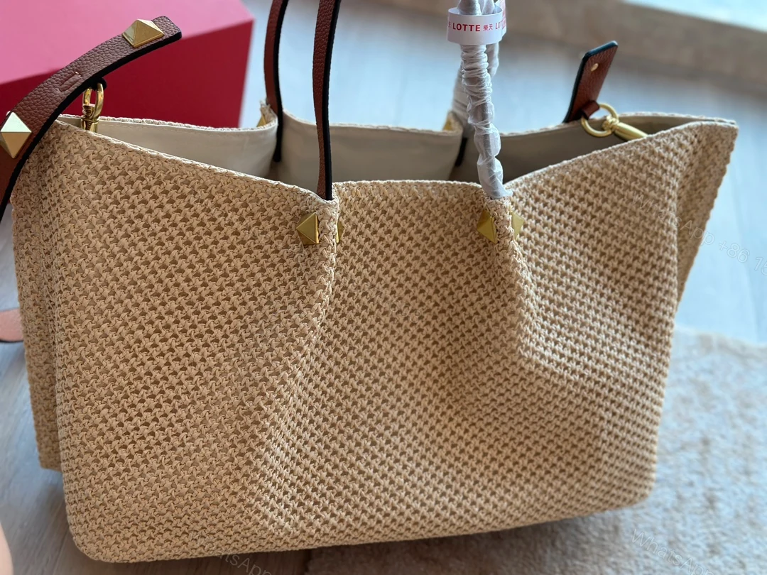 View 6 of VALENTINO GARAVANI MEDIUM STRAW SUMMER TOTE BEIGE 38CM