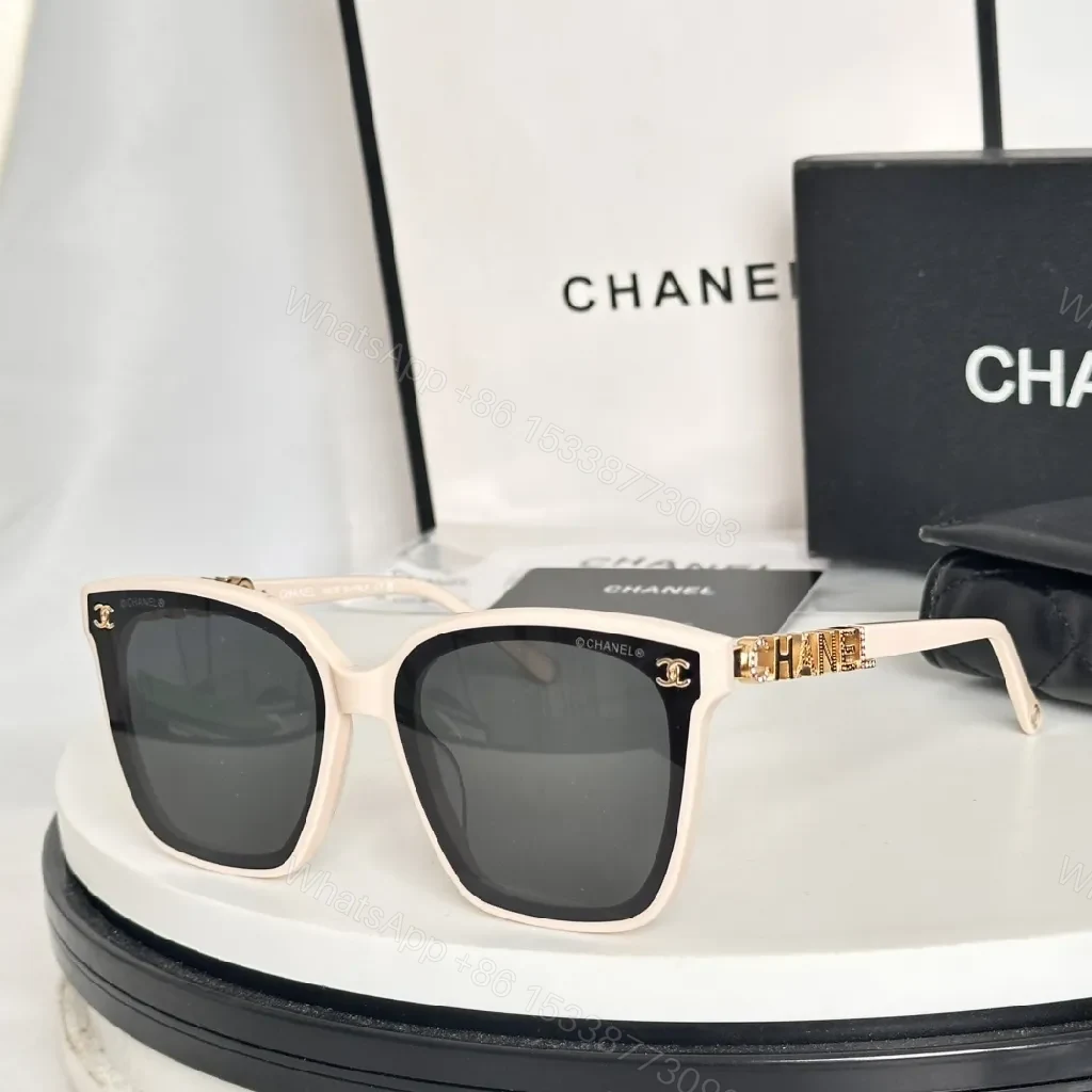 View 7 of Tortoise Shell Sunglasses, Gold Logo Accents, Square Design, UV Protection