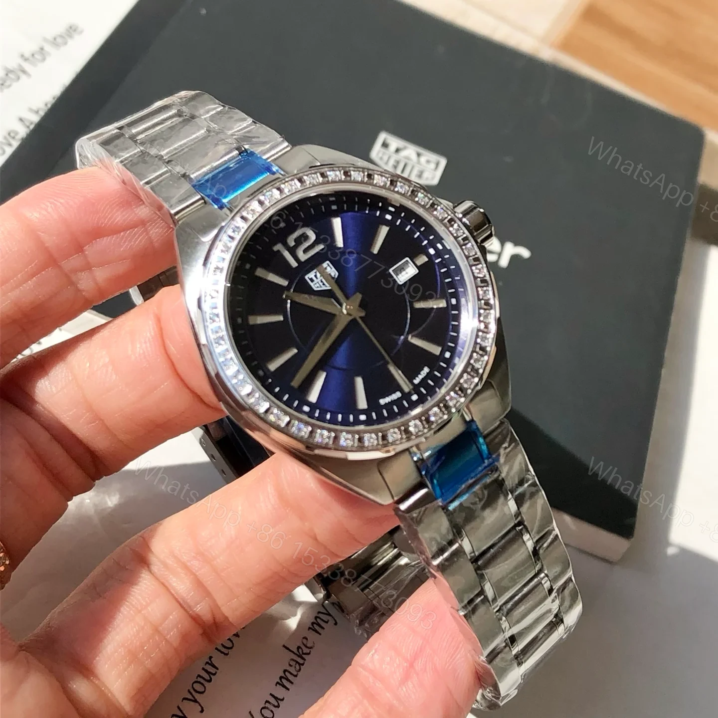 View 5 of TAG Heuer Carrera Women’s Quartz Watch 32MM Deep Blue Dial Leather Strap Premium Edition TAG Heuer Carrera Women’s Quartz Watch 32MM Deep Blue Dial Leather Strap Premium Edition