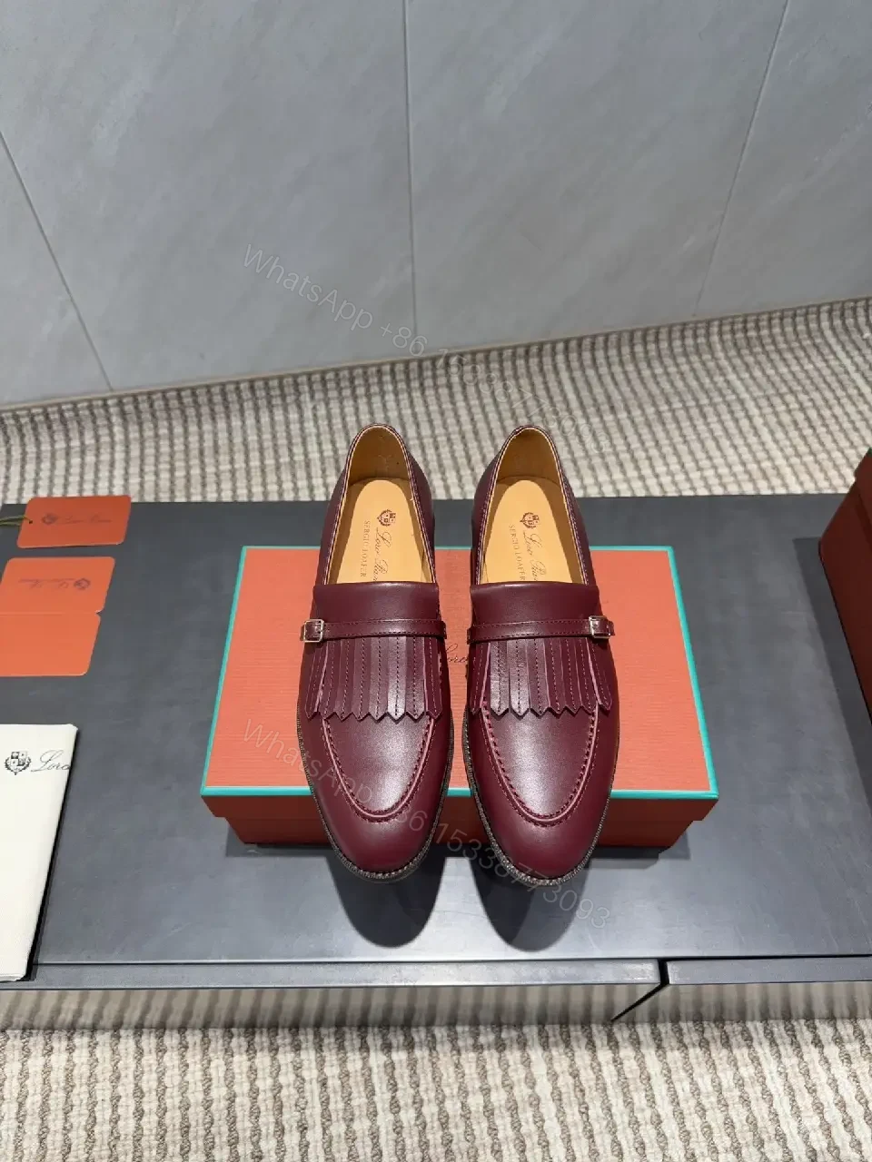 View 6 of Burgundy Leather Fringe Loafers: Modern Dress-Casual Luxury