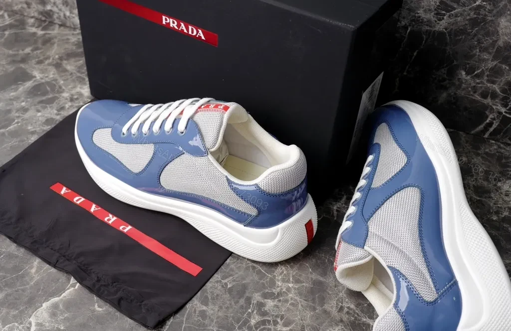 View 5 of Blue-Tone Prada-Inspired Low-Top Sneakers: Everyday Luxury Comfort