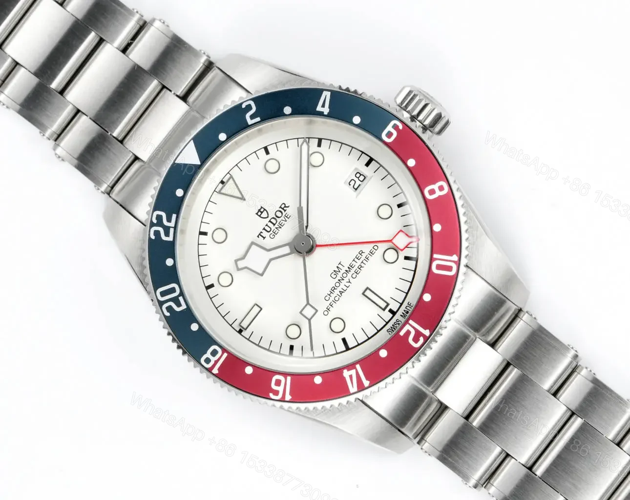 View 5 of Tudor GMT Watch Black Bay Pepsi Bezel White Dial Steel Bracelet Premium 41MM TUD-GMT-BB-WHT-PEP-STL-41