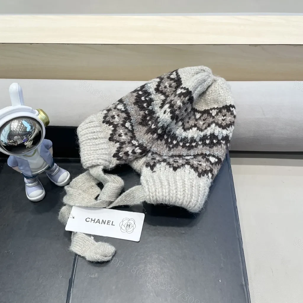 View 6 of Marled Knit Hat with Logo & Ear Flap Detail – Cozy Luxe