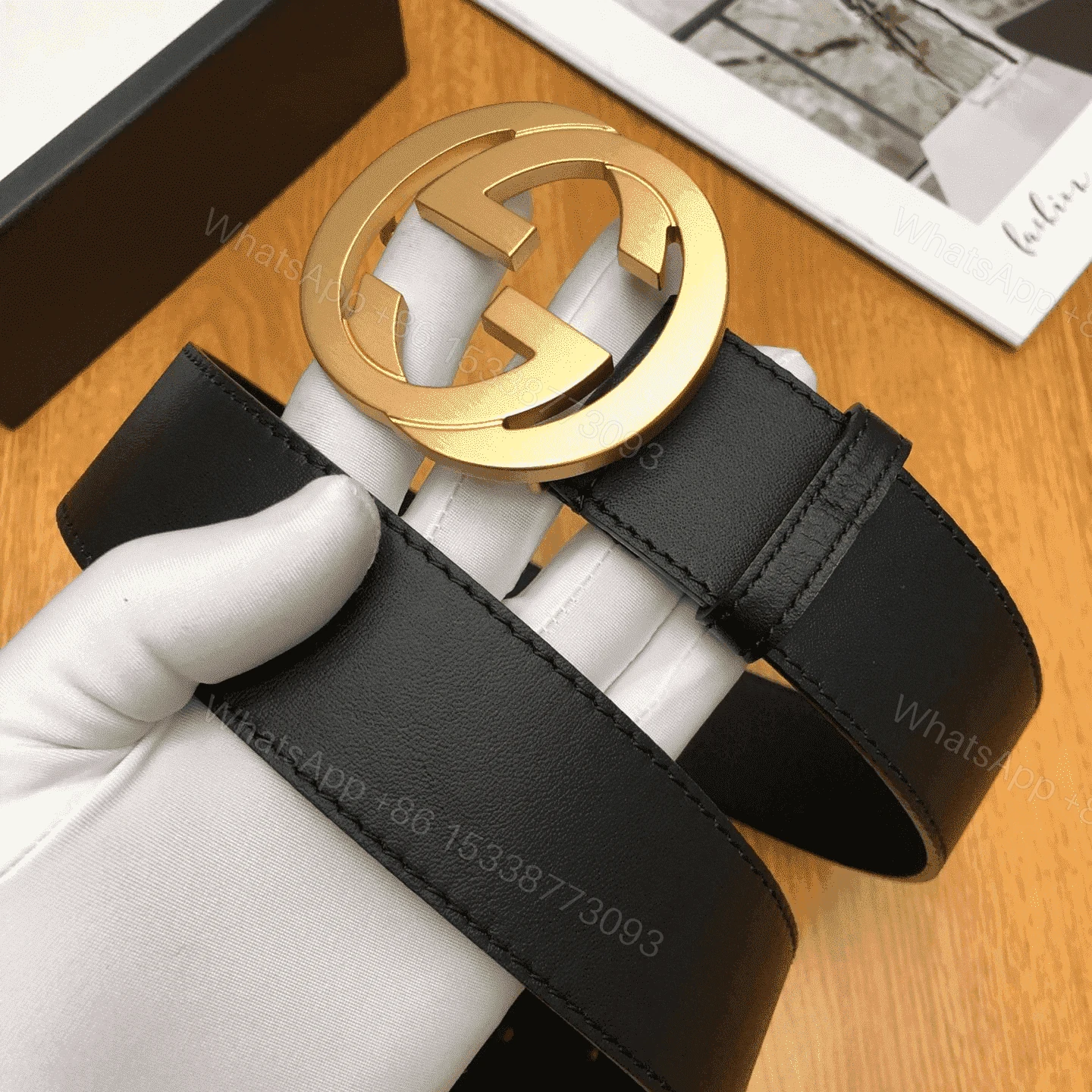 View 7 of GUCCI INTERLOCKING-G LEATHER BELT – B5