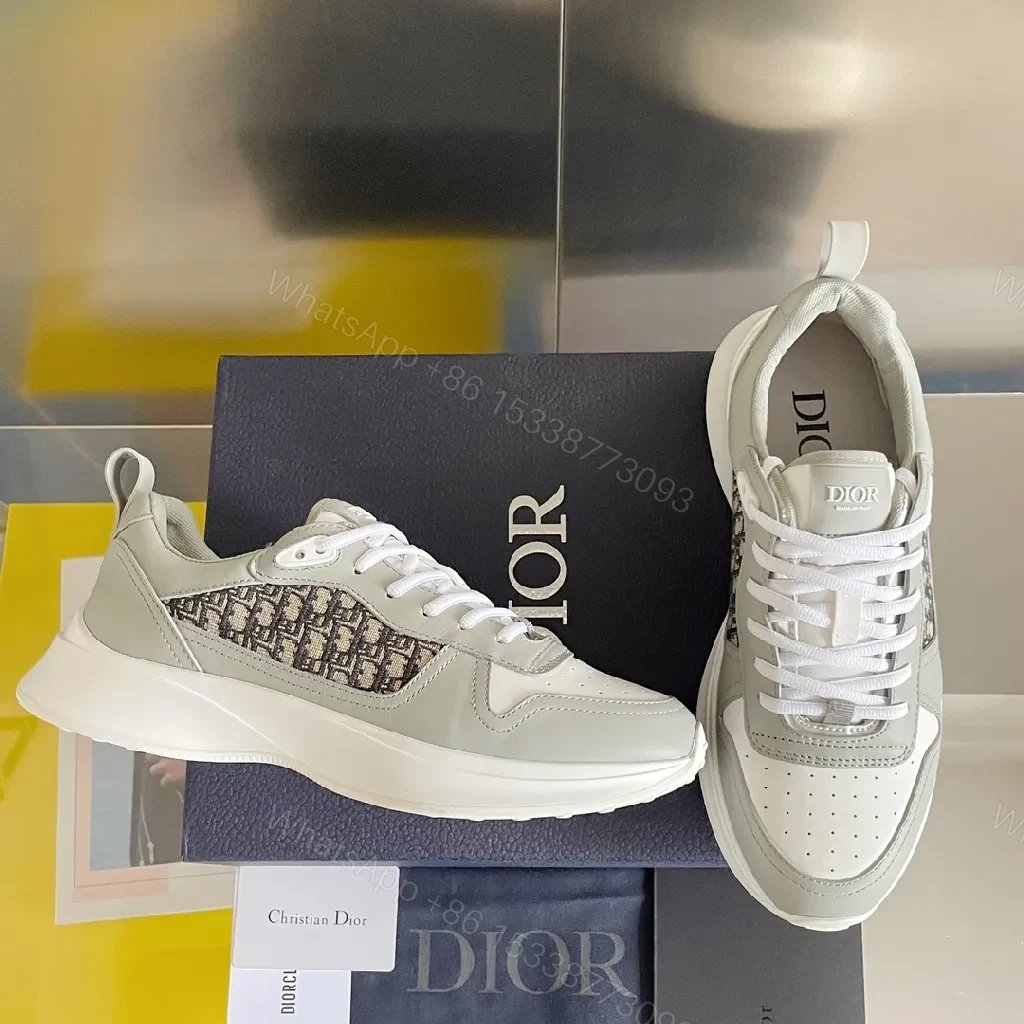 View 6 of Textured Leather-Trim Luxury Sneakers with All-Day Comfort