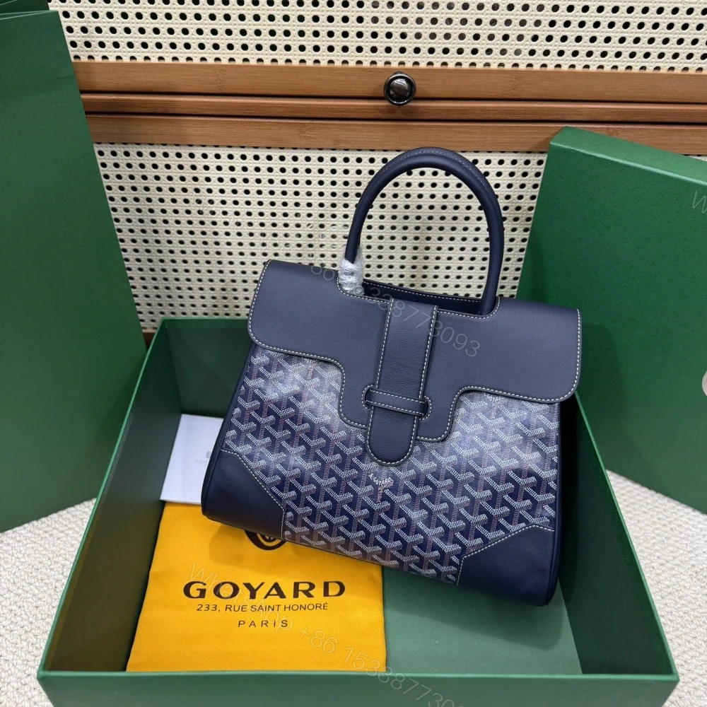 View 3 of 高仿Goyard*SAIGOC8手提托特包雙拼深藍大號免檢版