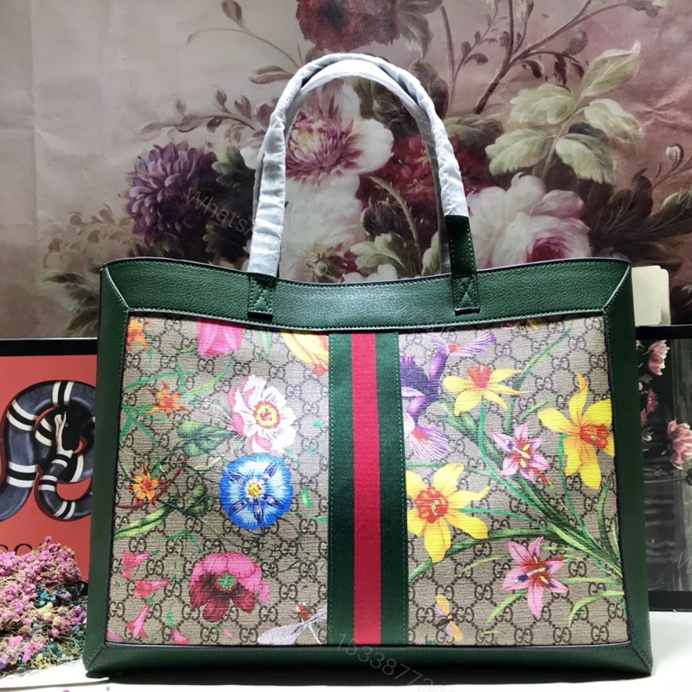 View 4 of Gucci Ophidia GG Flora Medium Tote Green 44Cm