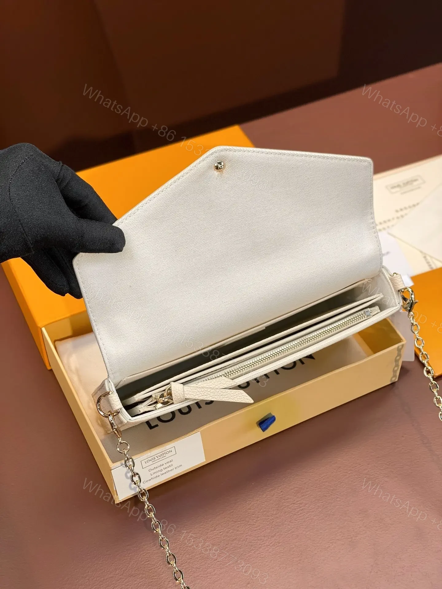 View 3 of Louis Vuitton Félicie Pochette in black and beige Bicolor