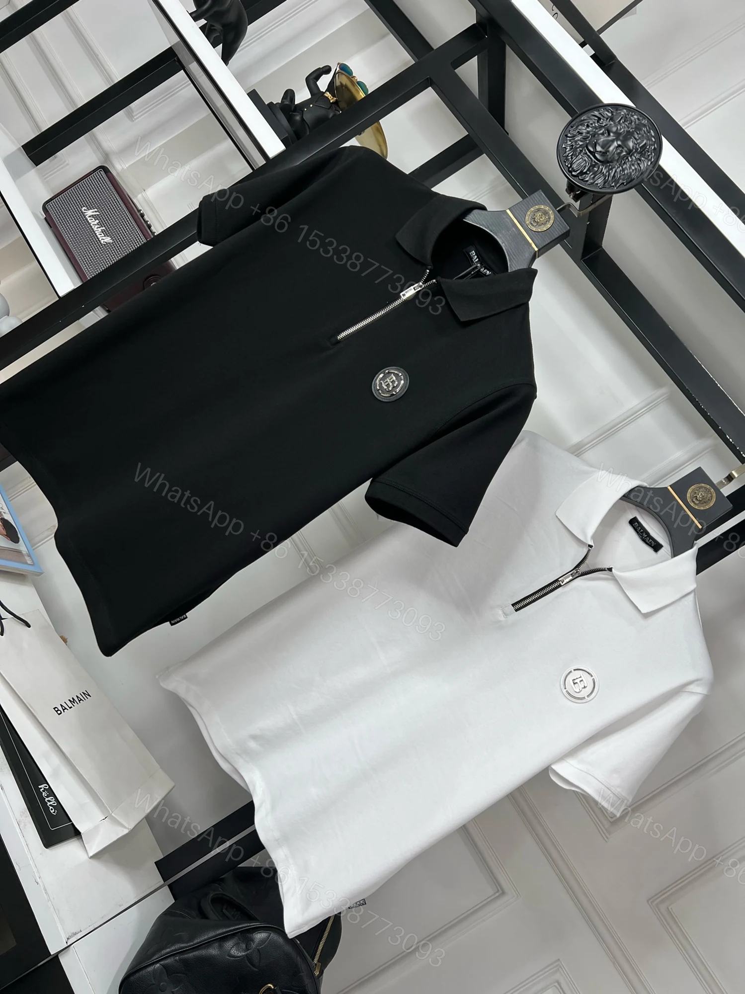 View 8 of First Copy BALMAIN Premium Zip Collar T-Shirt
