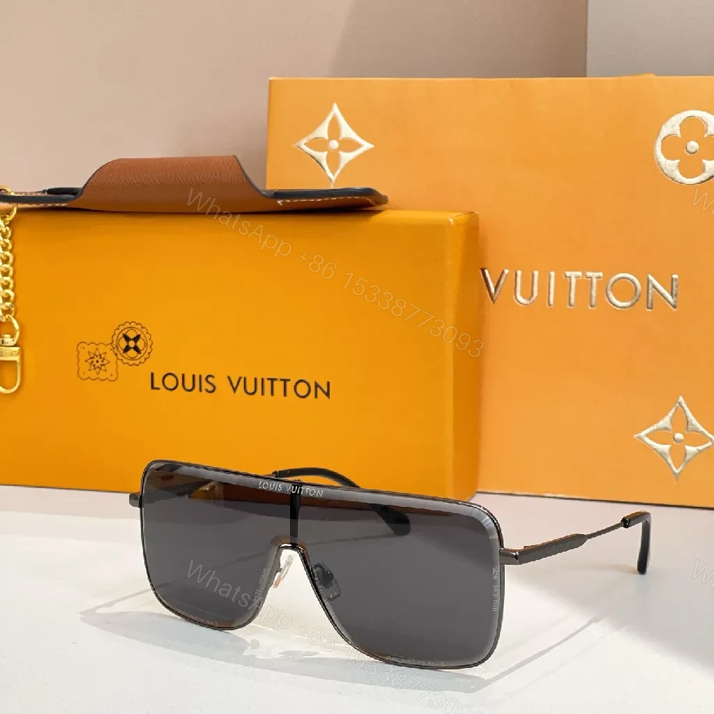 View 3 of Luxurious Monogram Shield Sunglasses: Premium Alloy, UV-Protection