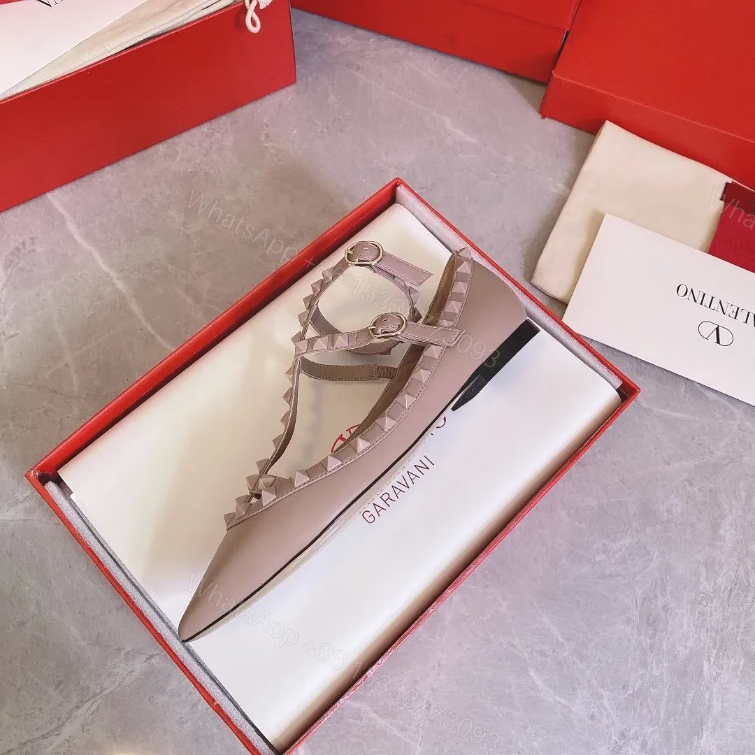 View 6 of Valentino Women Beige Leather Pointed Flats