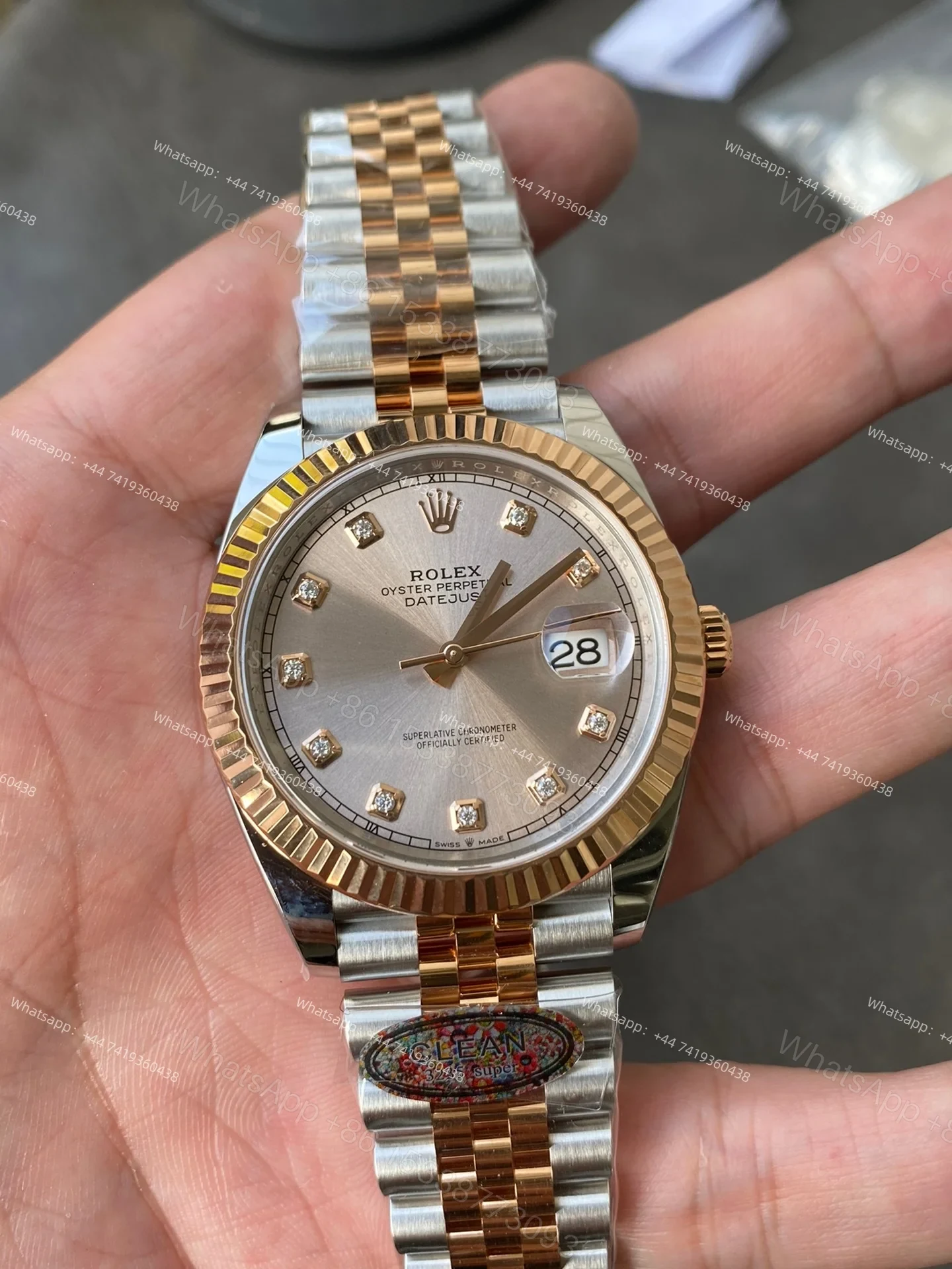 View 4 of Rolex Datejust M126331-0008 1:1 Replica Rose Gold Diamond Dial Jubilee 41MM 3235 Movement Super Clone Watch