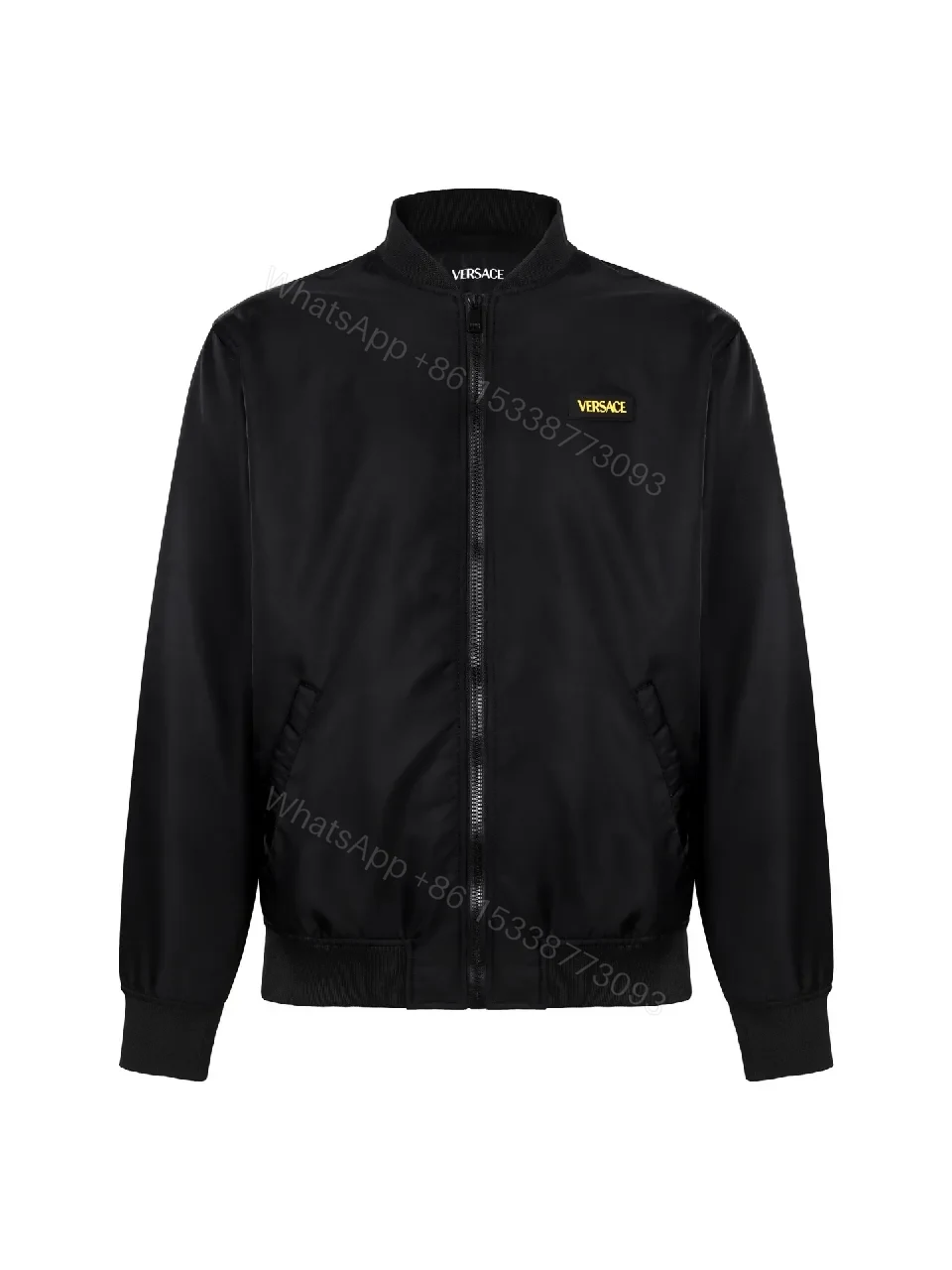 Minimalist Black Bomber with Gold Accent: Modern Luxury Outerwear — view 1