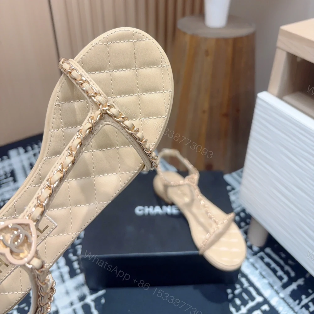 View 6 of 高仿Chanel*25C系列G46111B小羊皮平底涼鞋米黃免檢版
