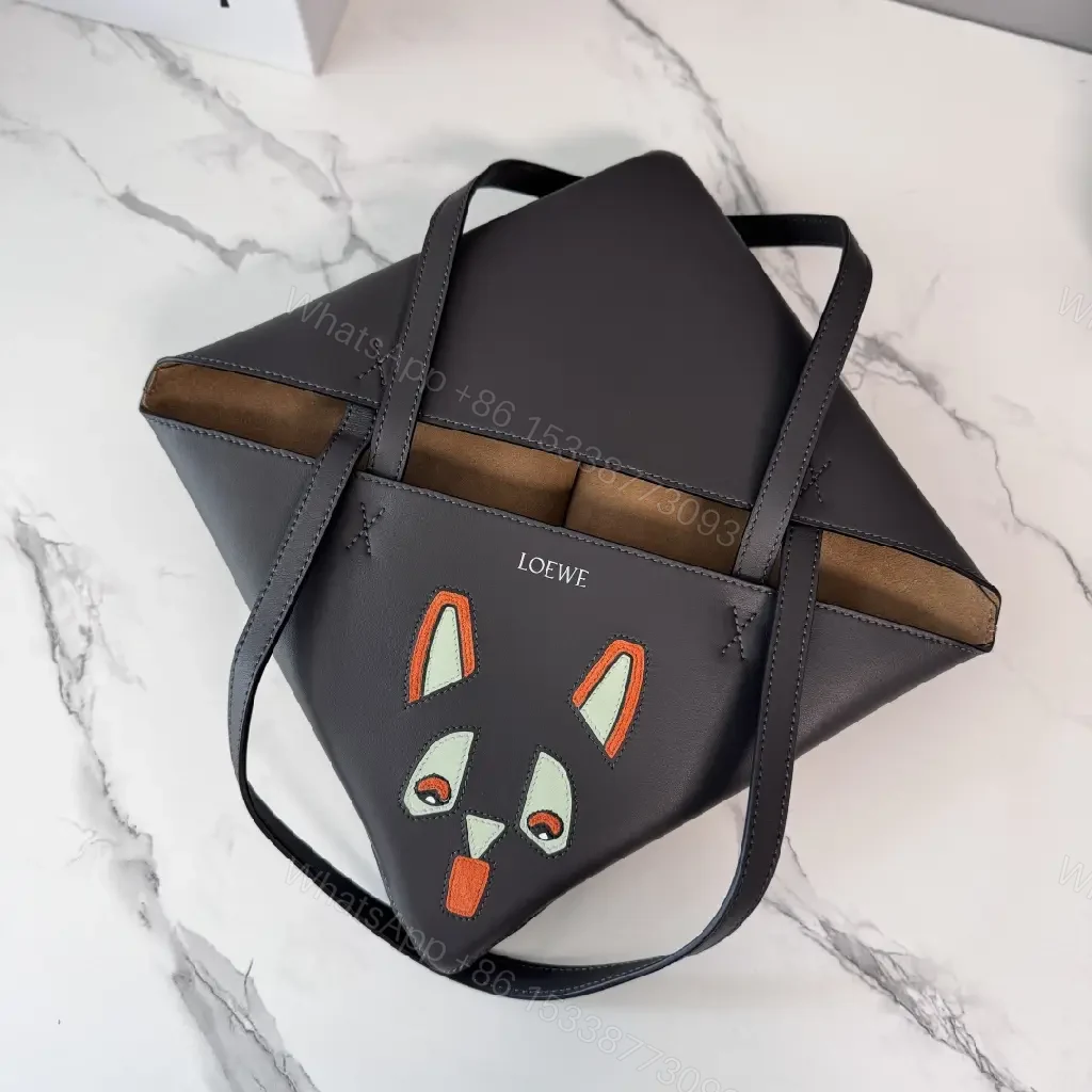 View 5 of Bold Geometry Fox Tote: Color-Block Faux Leather Carryall