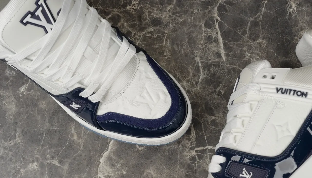 View 3 of Navy Patent luxury sneakers, premium leather, high-top design