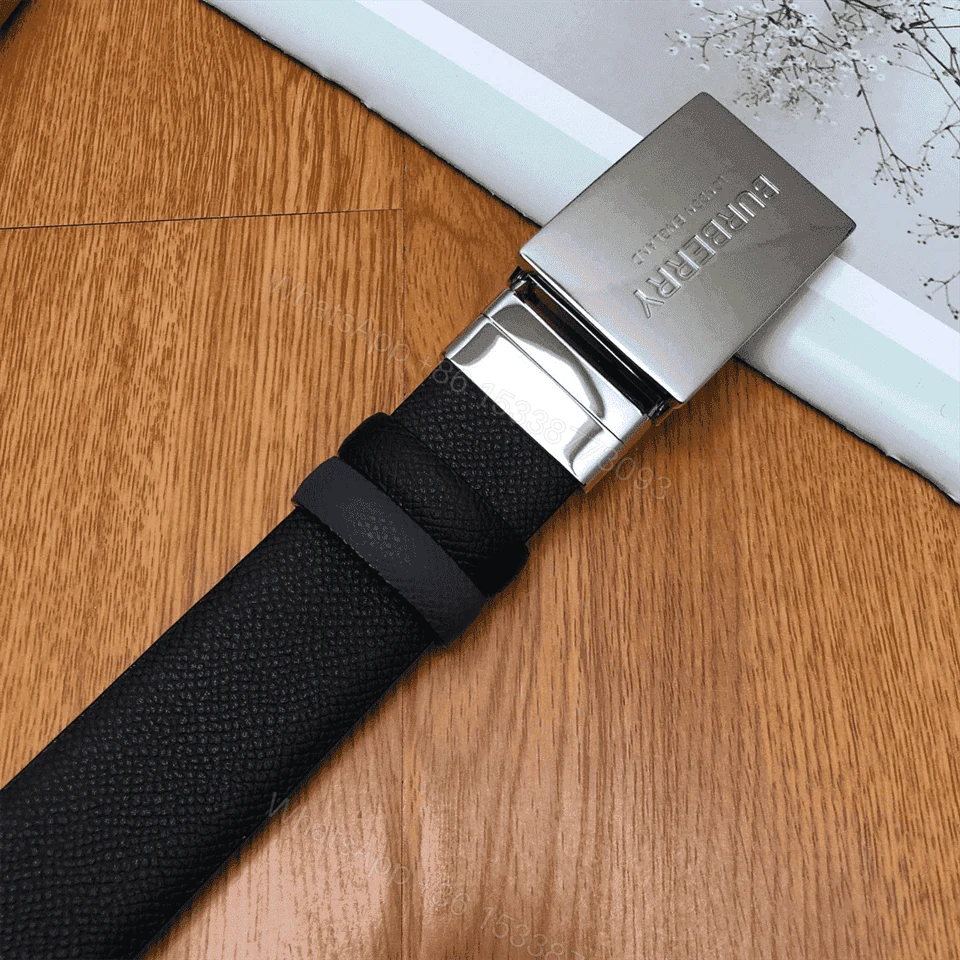 View 6 of BURBERRY REVERSIBLE PLAQUE BUCKLE GRAINY LEATHER BELT – B25