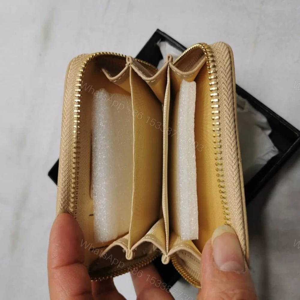 View 3 of Chanel 19 Card Holder With Zipper Leather Beige Wallet 10Cm